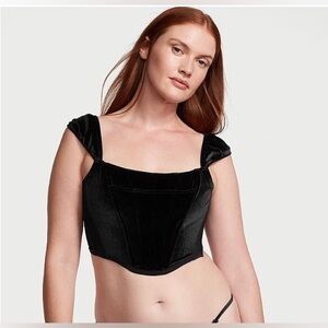 NWT VS Dream Angels Black Velvet Corset Top